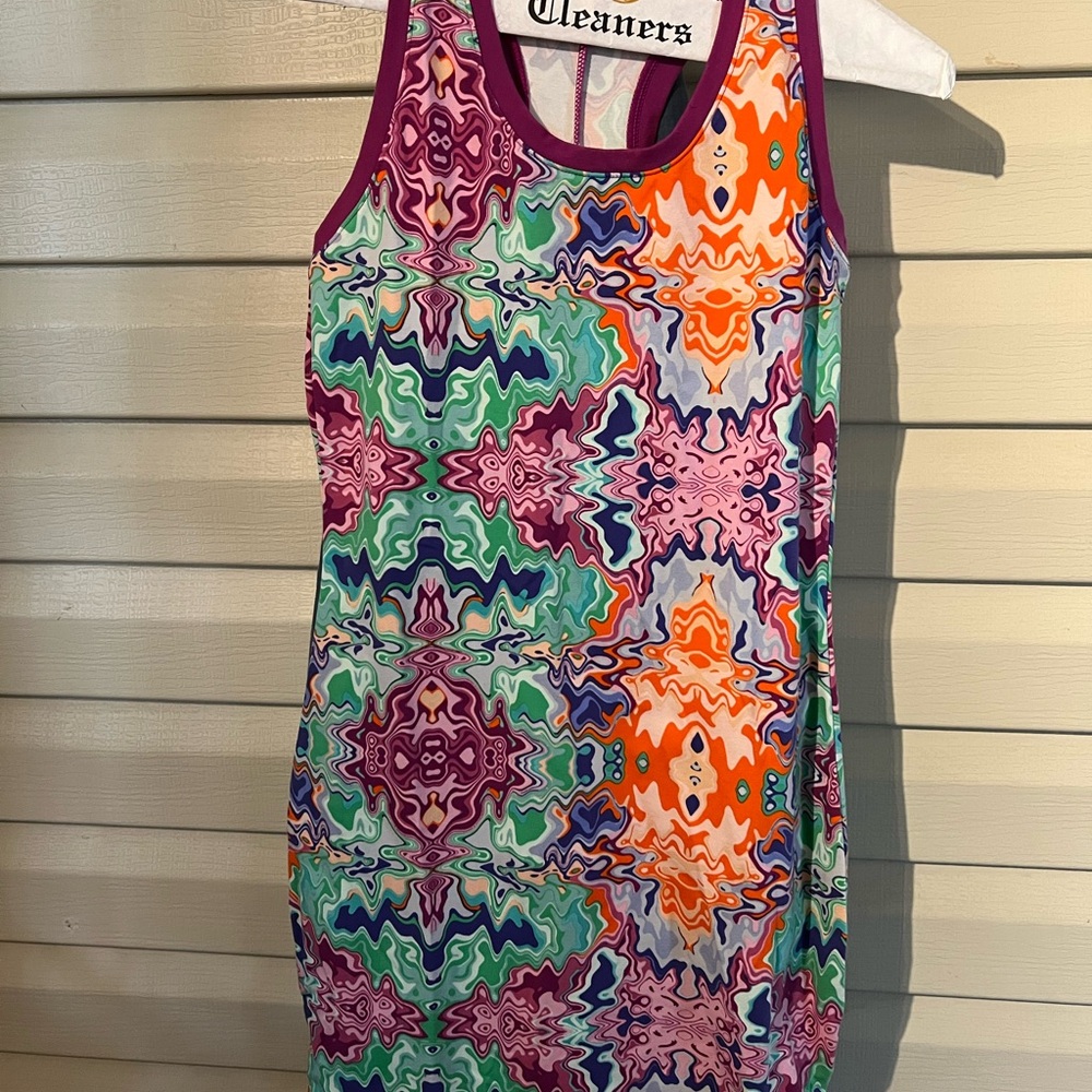 Puma adult sleeveless dress.  Colorful.  Above the knee.